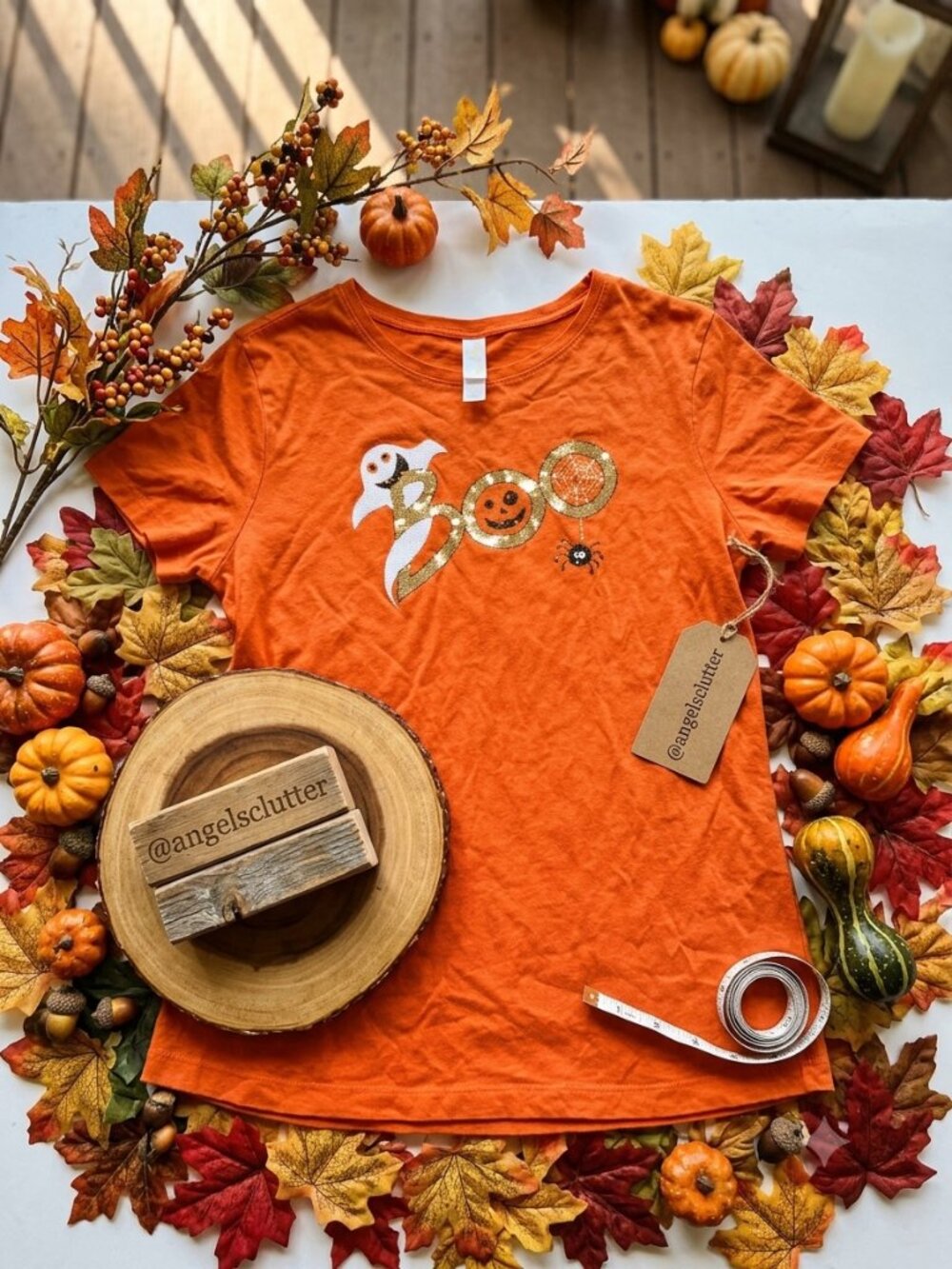 Orange Halloween "BOO" Graphic T-Shirt | Adult Size Large